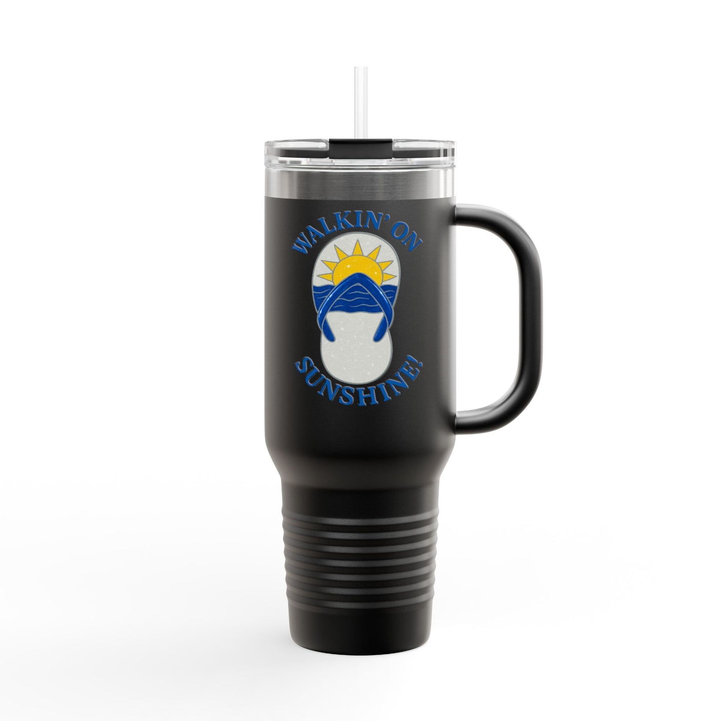 40oz Insulated Travel Mug — "Walkin' on Sunshine" Design